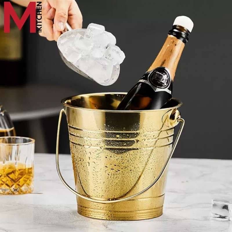 سطل یخ استیل طلایی